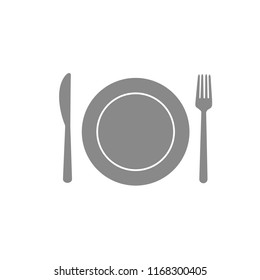 Fork spoon knife plate cafe eating cutlery restaurant eat gray dining room on white background