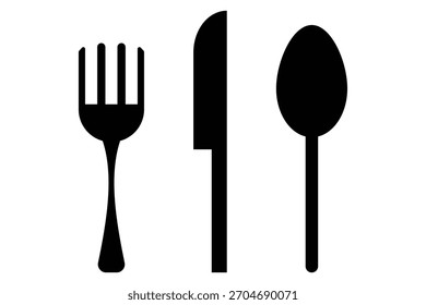 Tenedor, cuchara y cuchillo, conjunto de iconos de platos. conjunto de iconos de cocina y restaurante. 