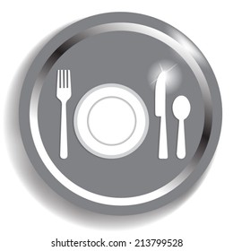 Fork, spoon, knife and plate isolated on white background