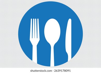 Fork, spoon, knife and plate. Menu symbol. Tableware instruments. Restaurant icon. Food, plate, fork, knife, spoon, cutlery icon set EPS 10