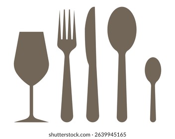 Fork, spoon, knife and plate. Menu symbol. Tableware instruments. Restaurant icon. Food, plate, fork, knife, spoon, cutlery icon set. 
