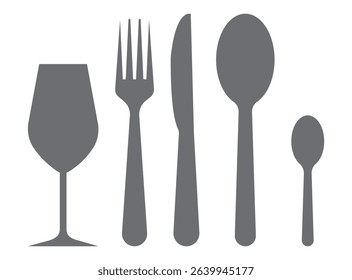 Fork, spoon, knife and plate. Menu symbol. Tableware instruments. Restaurant icon. Food, plate, fork, knife, spoon, cutlery icon set. 