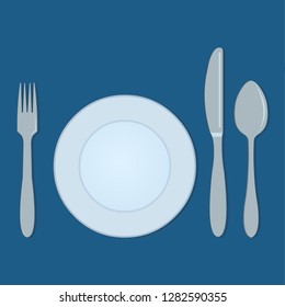 fork spoon knife and plate vector symbol illustration