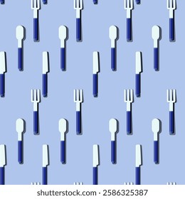 Fork spoon knife seamless pattern vector illustration 