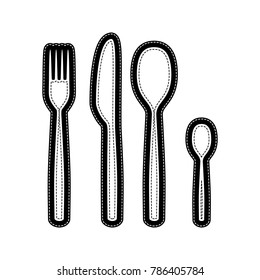 Fork spoon and knife sign. Vector. Flat style black icon on white.