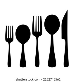 Fork, spoon and knife silhouette graphics vector illustrations
