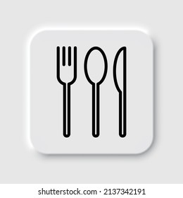 Fork spoon knife simple icon. Flat desing. Neumorphism design.ai