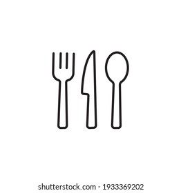 Fork, spoon, knife simple thin line icon vector illustration