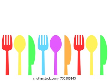 Fork, spoon and knife, time to eat concept, stock vector illustration