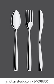 Fork, Spoon and Knife Vector Drawing