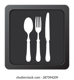 fork spoon knife - vector icon on a grey button