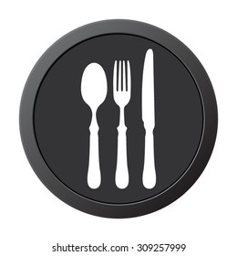 fork spoon knife - vector icon on a grey button