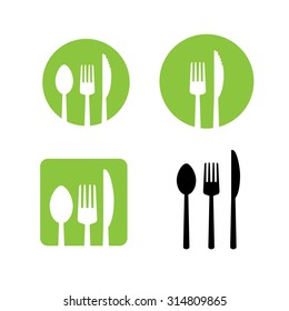 Fork spoon knife vector icon set