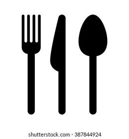 Fork, spoon, knife, vector icon.