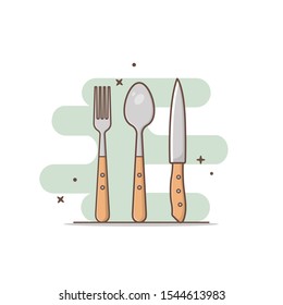 fork, spoon, and knife vector illustration