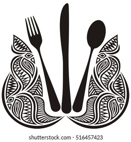 Fork, spoon, knife. Vector illustration.