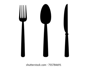 Fork, spoon and knife. Vector, isolated