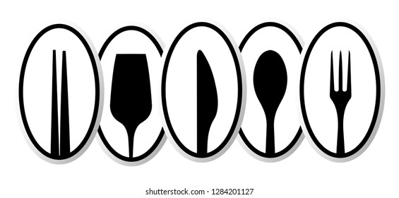 Fork spoon knife wine glass