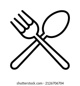 Fork and spoon Line Black Icon design