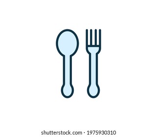 Fork and spoon line icon. High quality outline symbol for web design or mobile app. Thin line sign for design logo. Color outline pictogram on white background