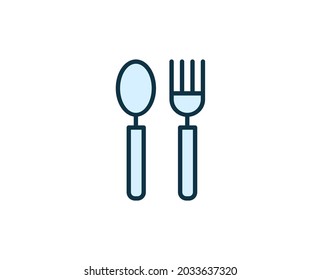Fork and spoon line icon. High quality outline symbol for web design or mobile app. Thin line sign for design logo. Color outline pictogram on white background