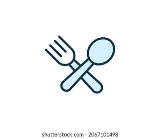 Fork and spoon line icon. High quality outline symbol for web design or mobile app. Thin line sign for design logo. Color outline pictogram on white background