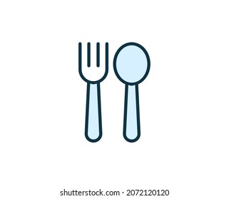 Fork and spoon line icon. High quality outline symbol for web design or mobile app. Thin line sign for design logo. Color outline pictogram on white background