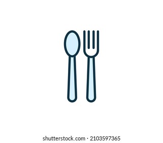 Fork and spoon line icon. High quality outline symbol for web design or mobile app. Thin line sign for design logo. Color outline pictogram on white background