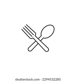 Fork and spoon line icon, logo vector