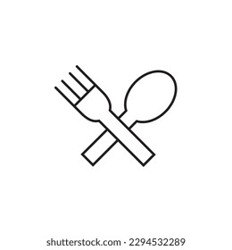Icono de la línea de la horquilla y la cuchara, vector del logotipo