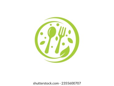 Gabel und Löffel Logo Design. Symbol für Speisen im Gesundheitsrestaurant