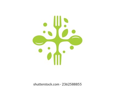 Gabel und Löffel Logo Design. Symbol für Speisen im Gesundheitsrestaurant