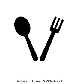 fork and spoon logo design, Minimalist black silhouette of a spoon and fork ,spoon and fork restaurant icon simple flat vector