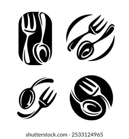 Fork and spoon logo design. Symbol emblem for restaurant, cafe or eatery menu