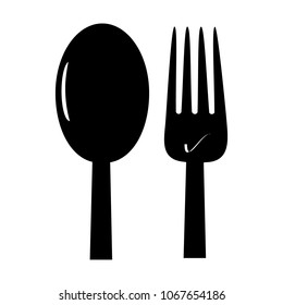 Fork And Spoon Lunch Time - Vector Illustration - Isolated On White Background
