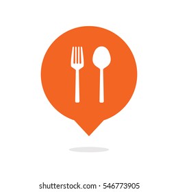 Fork and spoon marker balloon icon