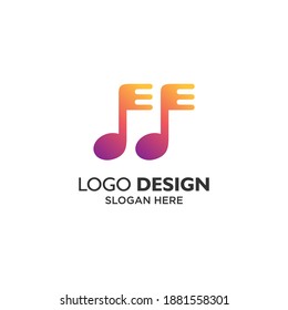 Fork and spoon with melody for ASMR logo design template	