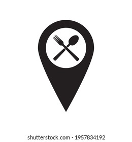 fork and spoon on pin vector icon