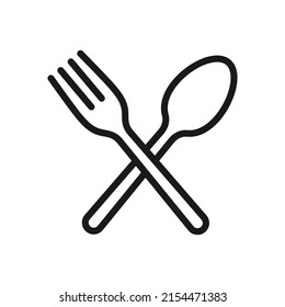 Fork and spoon outline icon. linear style. Flat thin outline restaurant cutlery for dining