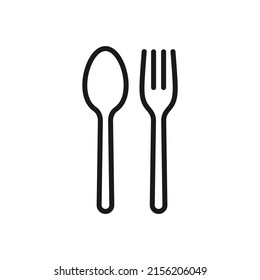 Fork and spoon outline icon. linear style. Flat thin outline restaurant cutlery for dining