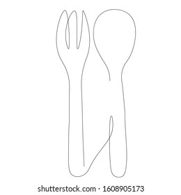 Fork and spoon outline, vector illustration