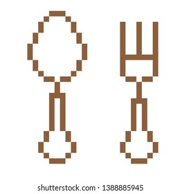 Fork and spoon pixel art 
