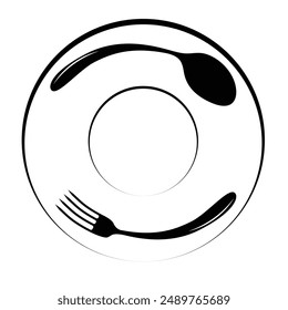 Fork spoon and plate design. Restaurant logo design