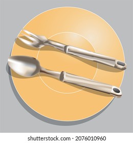 Ilustración de vectores de señalización de horquilla, cuchara y placa