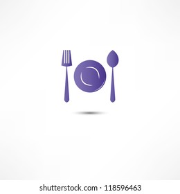 Fork And Spoon And Plate Icon