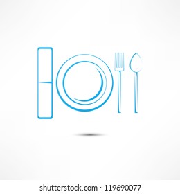 Fork And Spoon And Plate Icon