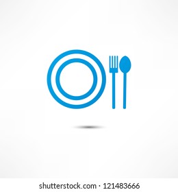 Fork And Spoon And Plate Icon