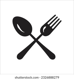 fork spoon and plate icon simple design art eps 10