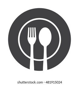 Fork spoon and plate icon. vector design