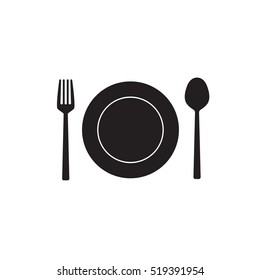 Fork spoon plate icon vector